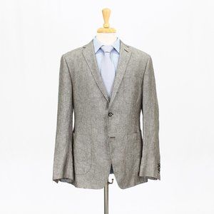 Bespoke 42R Gray Sport Coat Blazer Jacket Solid 2B Linen